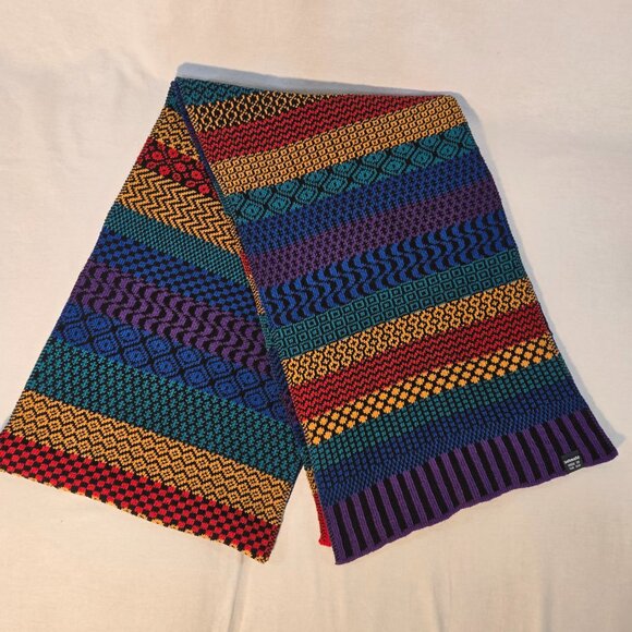 SOLMATE Boho UNISEX Multicolor Multi Patterns Recycled Knit Scarf New NO Tags! - Picture 4 of 14